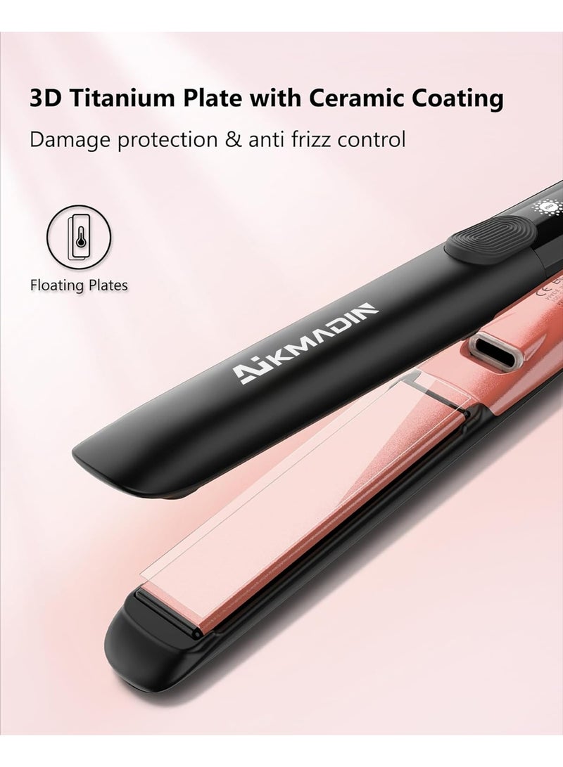 AIKMADIN Ceramic hair straightener, 2-in-1 hair straightener and curling iron, heats up to 500°F in 20 seconds, equipped with ionic technology, titanium ceramic coating, 3D floating plates with vibration feedback, and 6 adjustable heat settings - Image 2