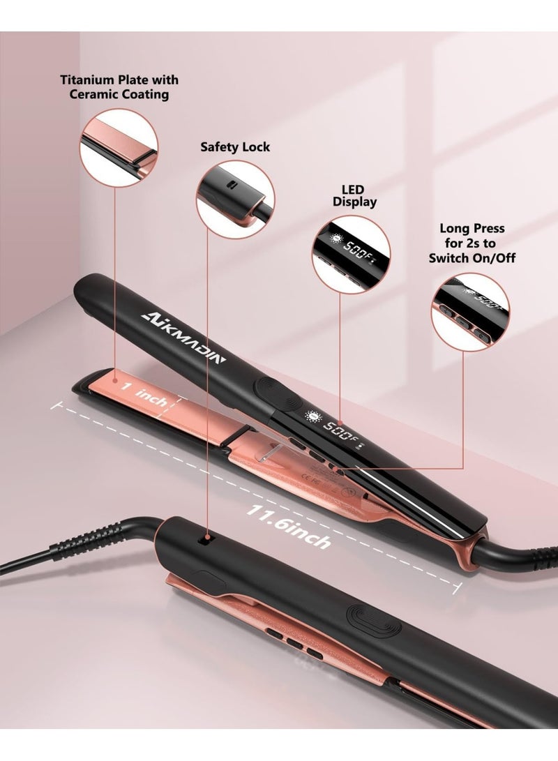 AIKMADIN Ceramic hair straightener, 2-in-1 hair straightener and curling iron, heats up to 500°F in 20 seconds, equipped with ionic technology, titanium ceramic coating, 3D floating plates with vibration feedback, and 6 adjustable heat settings - Image 5