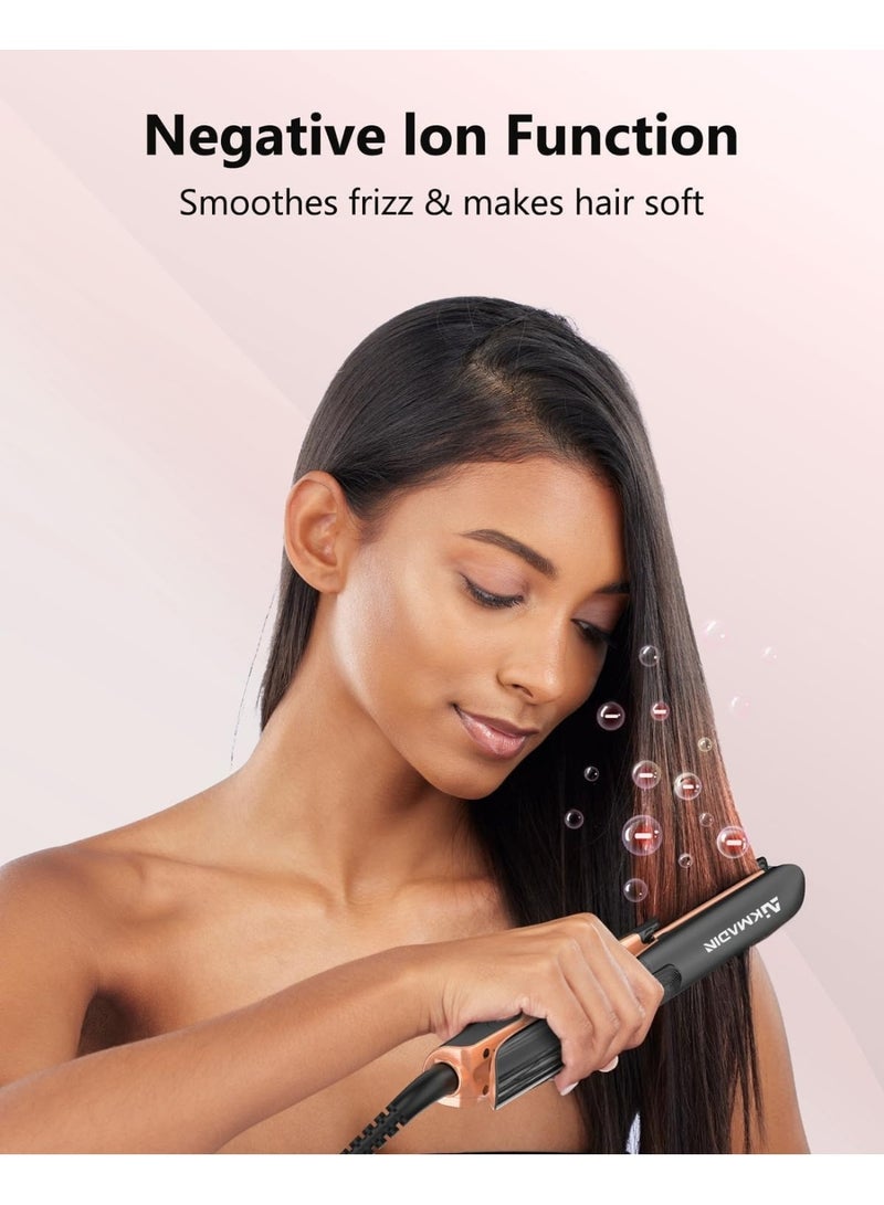 AIKMADIN Ceramic hair straightener, 2-in-1 hair straightener and curling iron, heats up to 500°F in 20 seconds, equipped with ionic technology, titanium ceramic coating, 3D floating plates with vibration feedback, and 6 adjustable heat settings - Image 4