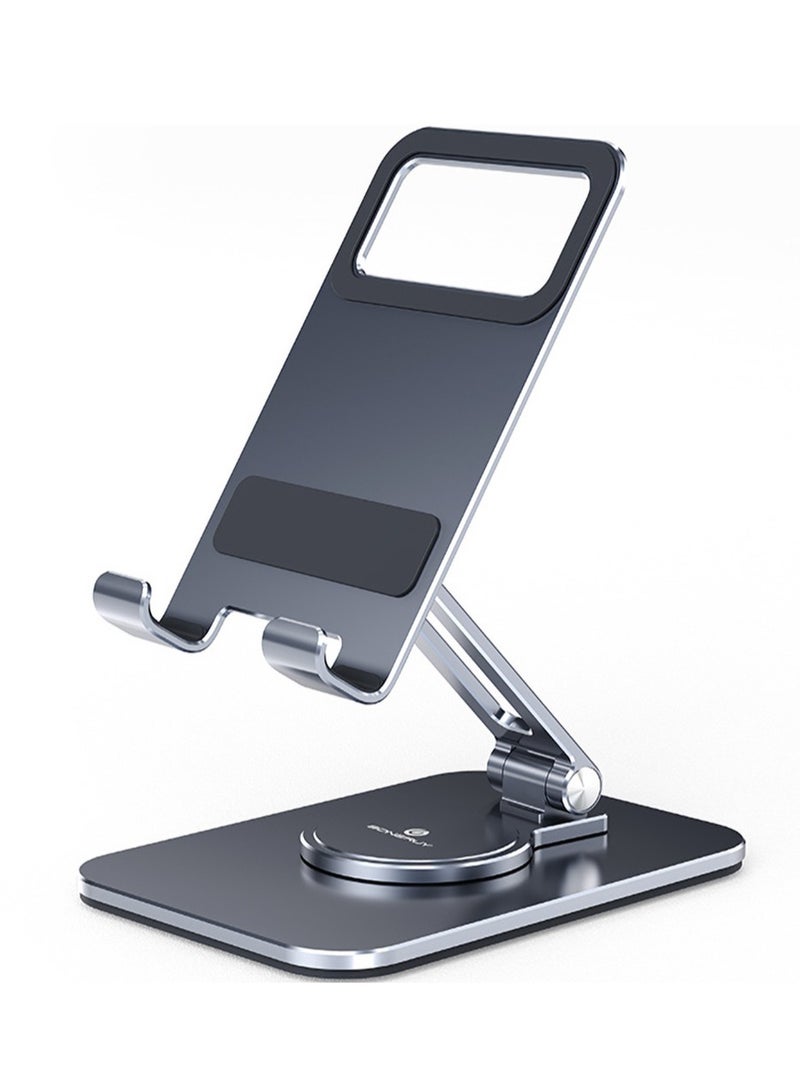 HouDeOS Phone Holder Metal Phone Stand for Desk Height Adjustable iPhone Stand Foldable iPhone holder for All 4-7.2'' Phones iPhone 14/14 Plus/14 Pro/14 Pro Max/iPhone SE 3/iPhone 13 Pro Max/13mini Grey - Image 1