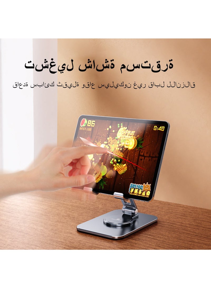 HouDeOS Phone Holder Metal Phone Stand for Desk Height Adjustable iPhone Stand Foldable iPhone holder for All 4-7.2'' Phones iPhone 14/14 Plus/14 Pro/14 Pro Max/iPhone SE 3/iPhone 13 Pro Max/13mini Grey - Image 2