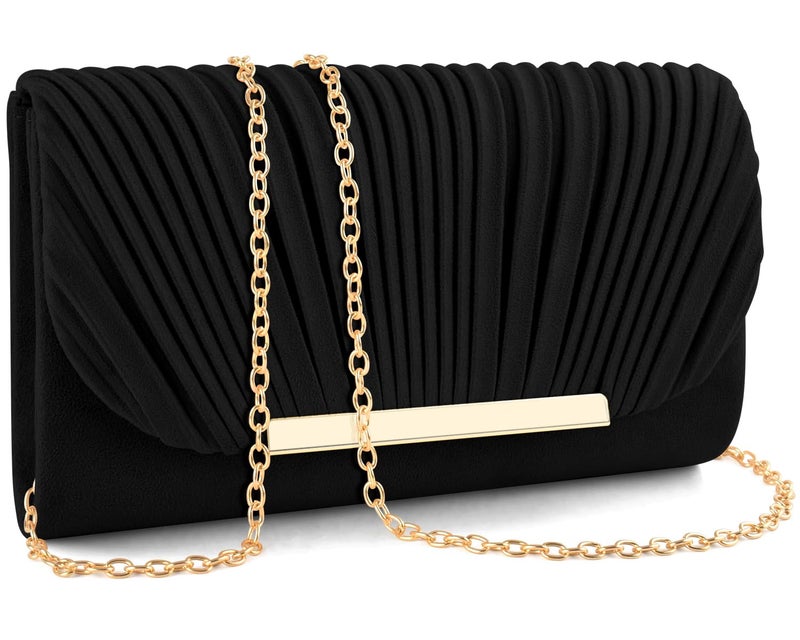 TINDTOP Clutch Purses for Women Evening Handbags for Formal Wedding Party Cocktail Prom Crossbody Shoulder Envelope Bag (Black) - Image 1