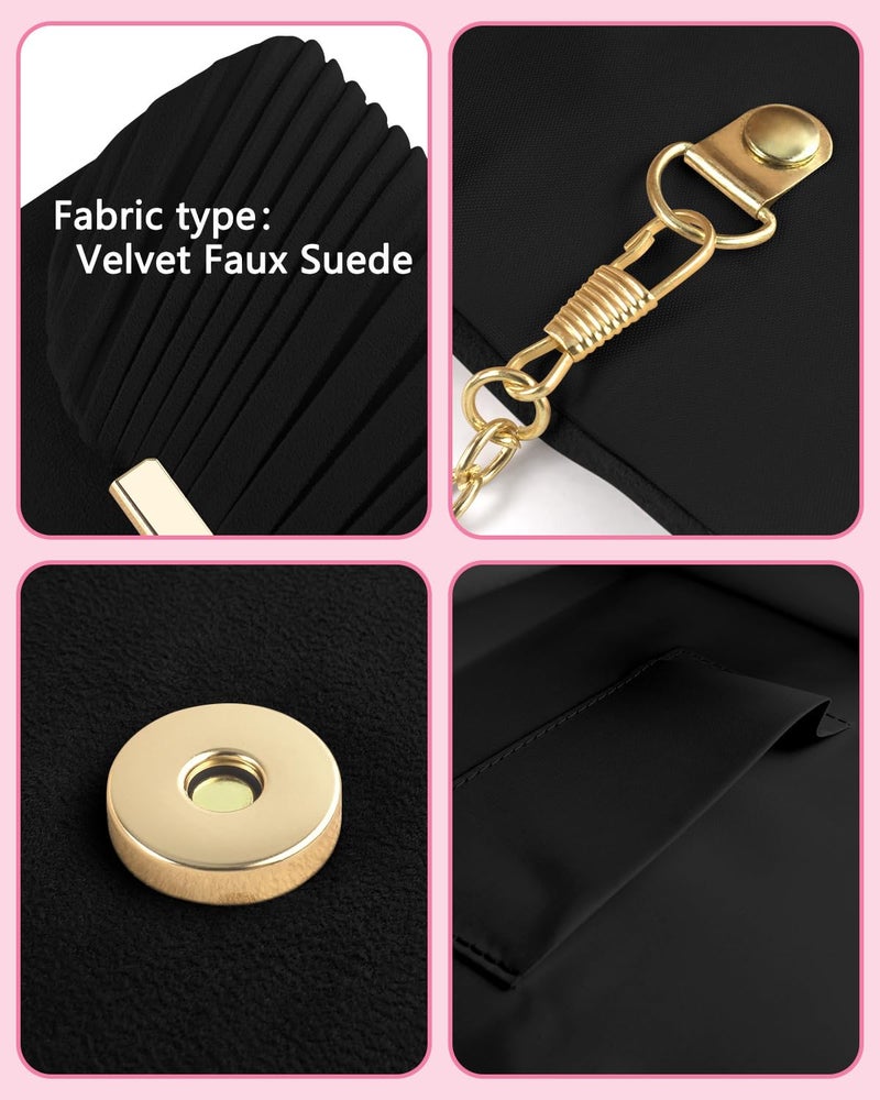 TINDTOP Clutch Purses for Women Evening Handbags for Formal Wedding Party Cocktail Prom Crossbody Shoulder Envelope Bag (Black) - Image 5
