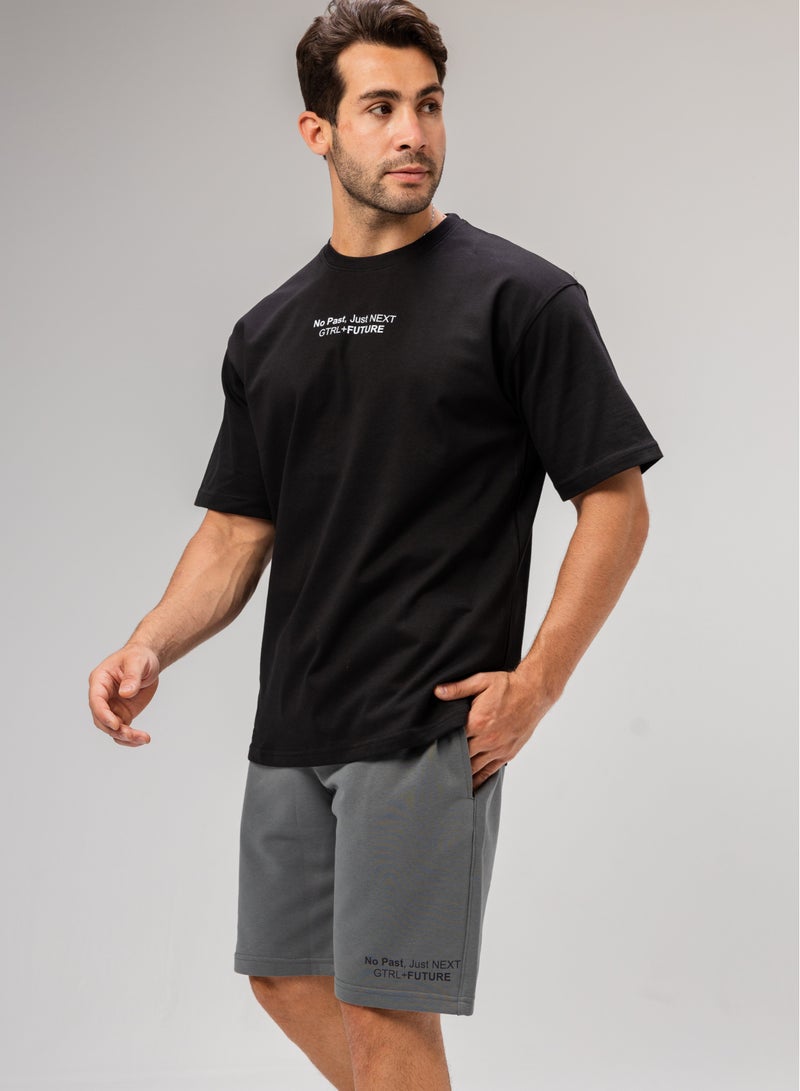 Future Men Basic Half Sleeves T-Shirt Casual Style With Simple Design For Men Black Size XXL  - Image 1
