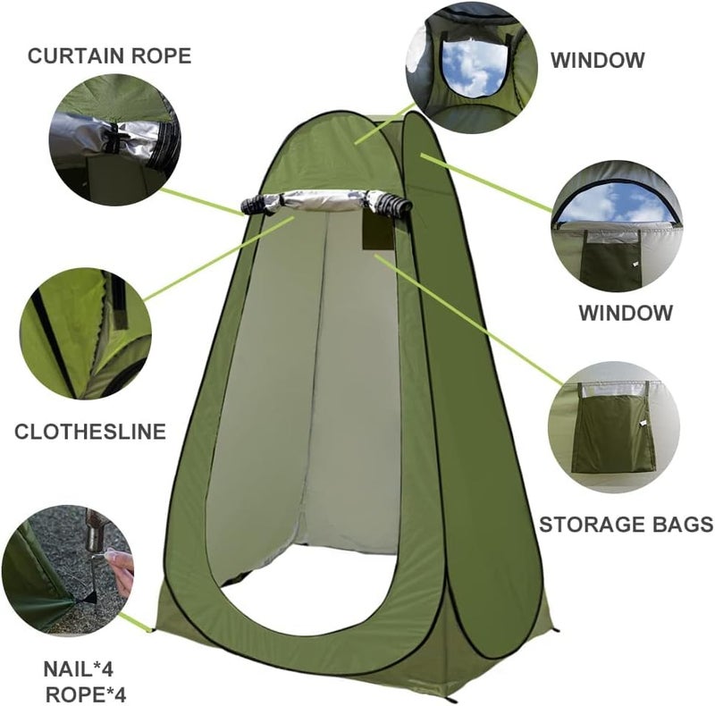 Linist Pop-Up Privacy Camping Tent – Portable Polyester Outdoor Shower Tent, Dressing Changing Room, Camp Toilet Tent with UV Protection, Zippered Windows, Storage Pockets & Carry Bag for Travel - Image 4