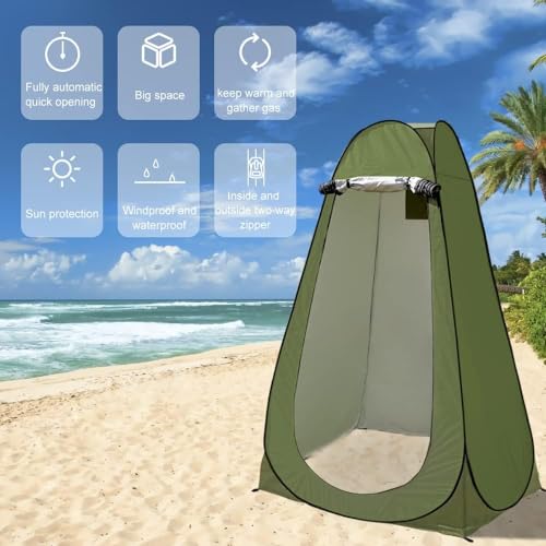 Linist Pop-Up Privacy Camping Tent – Portable Polyester Outdoor Shower Tent, Dressing Changing Room, Camp Toilet Tent with UV Protection, Zippered Windows, Storage Pockets & Carry Bag for Travel - Image 2