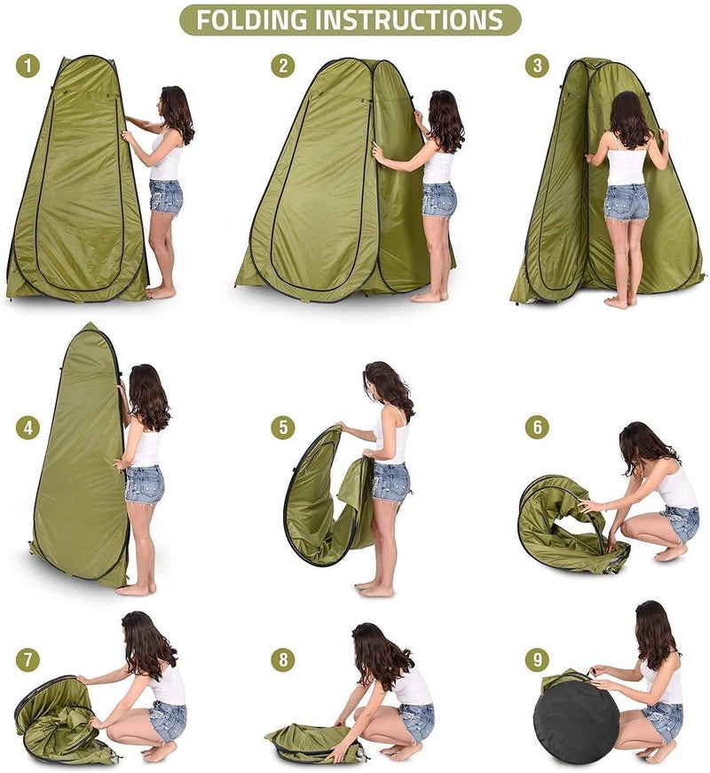 Linist Pop-Up Privacy Camping Tent – Portable Polyester Outdoor Shower Tent, Dressing Changing Room, Camp Toilet Tent with UV Protection, Zippered Windows, Storage Pockets & Carry Bag for Travel - Image 5