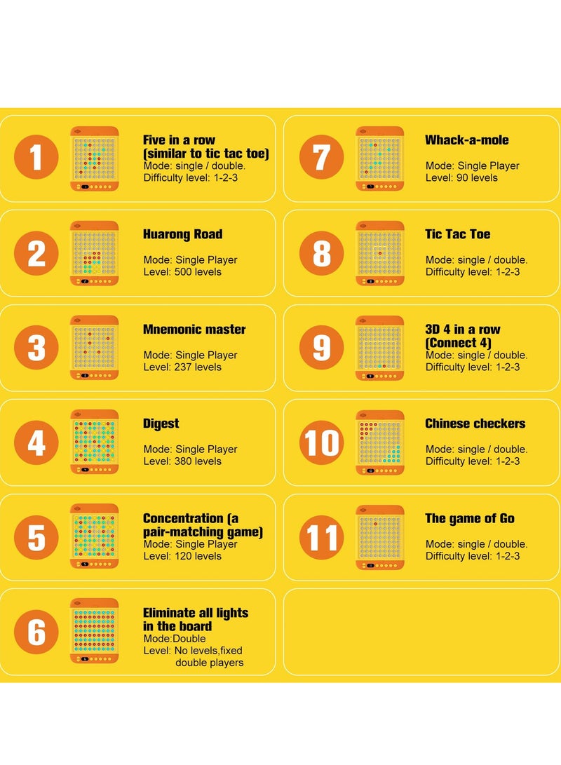 Puzzle Game, Smart Board Games, Built-in 11 Games including Connect 4, Checkers, Tic Tac Toe, AI Electronic Board Game for 1-2 Players, Kids Aged 3+, Wonderful Kids Games for Family Night and Birthd - Image 4