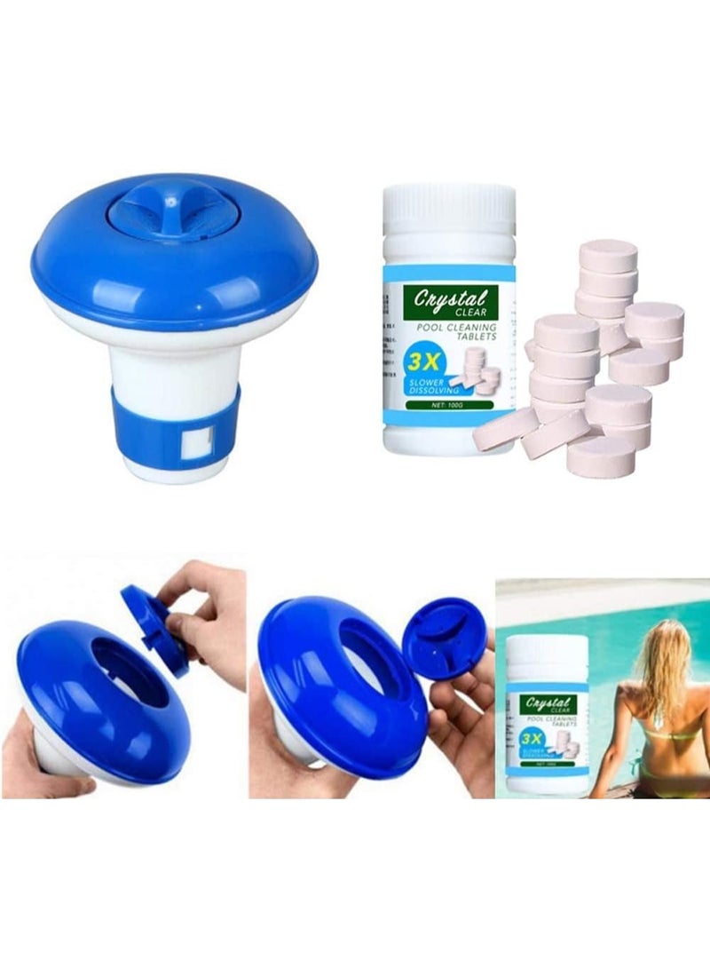يوڠام عوامة تنظيف حمام السباحة مع أقراص تطهير بوزن 200 جرام – مجموعة موزع كلور لحمام السباحة - Image 2