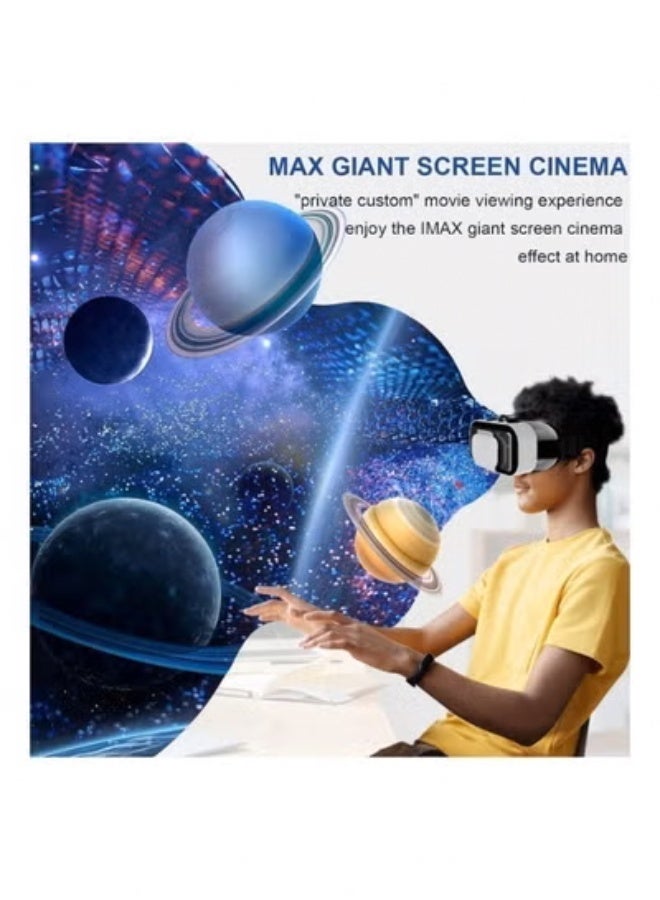 VR SHINECON VR Box 3D Glasses with Bluetooth Remote Control, VR Headset Compatible with iPhone & Android Phones 4.7-6.53 Inch, Immersive Virtual Reality for Movies, Games & Video - White - Image 4