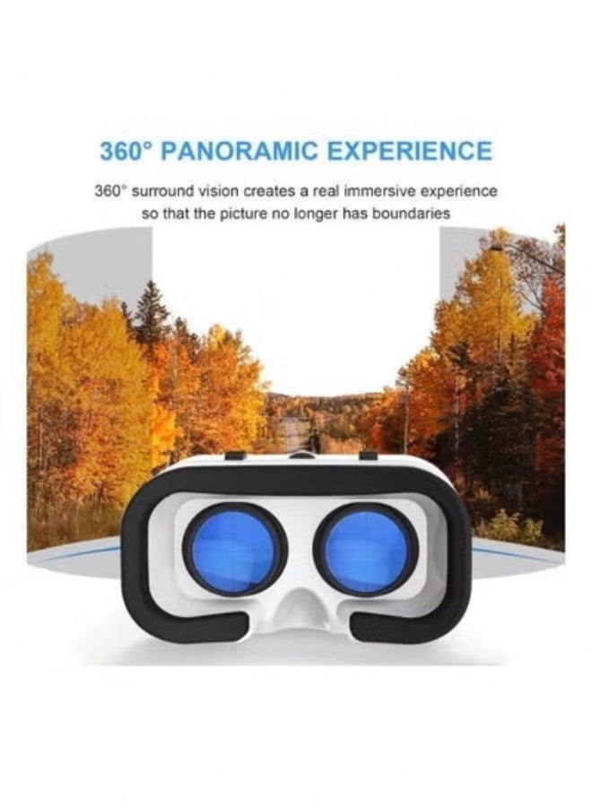 VR SHINECON VR Box 3D Glasses with Bluetooth Remote Control, VR Headset Compatible with iPhone & Android Phones 4.7-6.53 Inch, Immersive Virtual Reality for Movies, Games & Video - White - Image 5