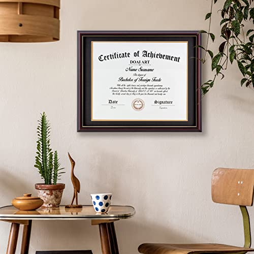 DOAI ART Diploma Frame 14 x 17 with Mat Solid Wood Display Document/Certificate 16x20 without Mat and Picture 17x14 with Black Over Gold Mat | Wall Hangers,New Zealand Cypress,HD Glass,Mahogany - Image 3