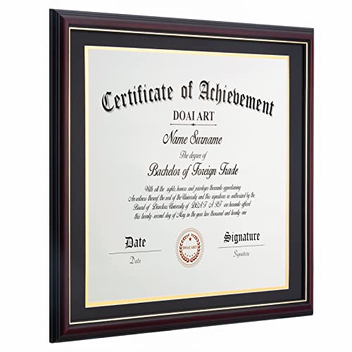 DOAI ART Diploma Frame 14 x 17 with Mat Solid Wood Display Document/Certificate 16x20 without Mat and Picture 17x14 with Black Over Gold Mat | Wall Hangers,New Zealand Cypress,HD Glass,Mahogany - Image 2