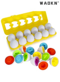 Color & Shapes Matching Egg Toy - Shape Sorting & Color Recognition Learning Toy for Toddlers - Preschool Game - Montessori Education
