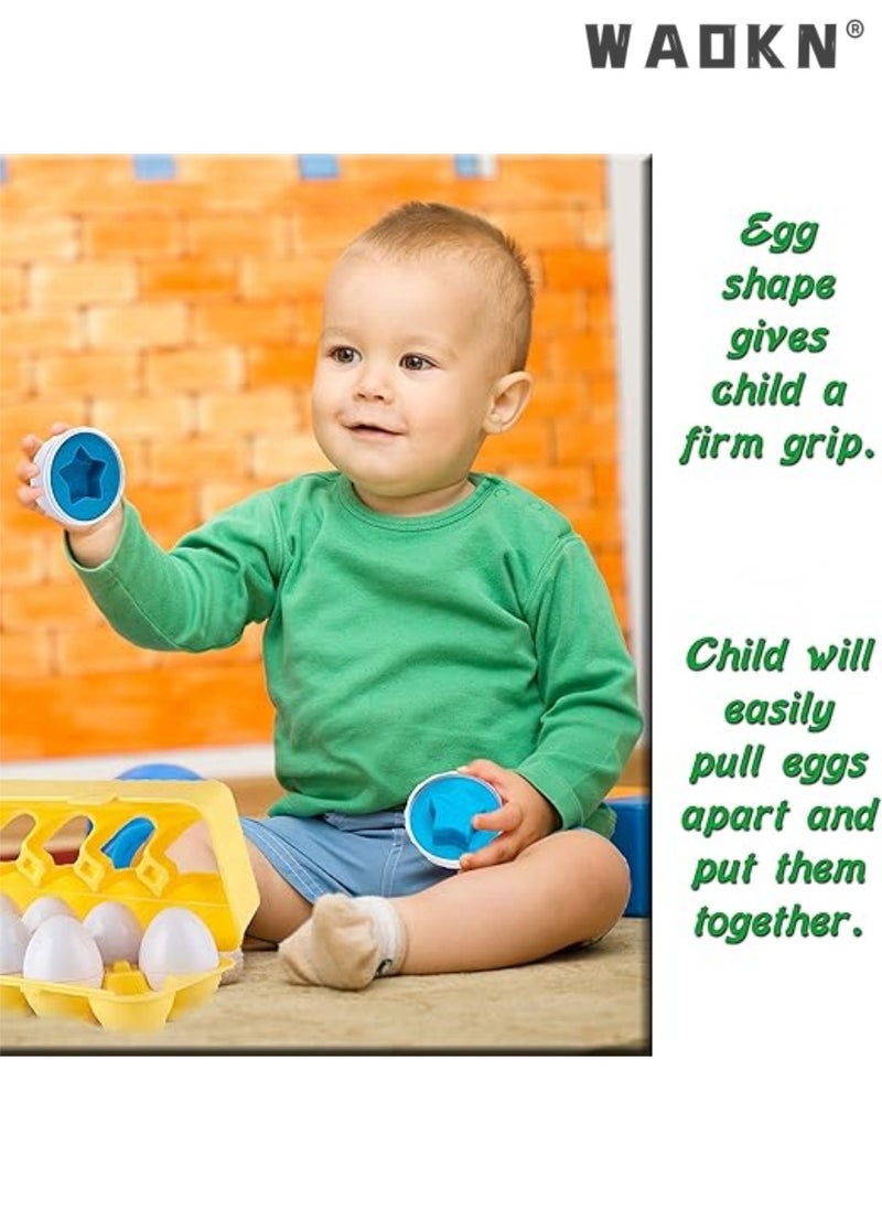 WAOKN - Color & Shapes Matching Egg Toy - Shape Sorting & Color Recognition Learning Toy for Toddlers - Preschool Game - Montessori Education - Image 1