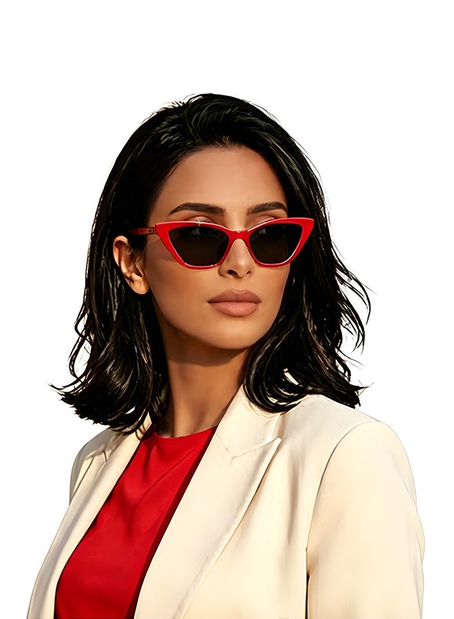 نظارات شمسية خفيفة الوزن بتصميم عين القطة للنساء، إطار مربع ضيق كلاسيكي بتصميم ريترو، حماية من الأشعة فوق البنفسجية UV400، نظارات أنيقة مناسبة للقيادة والسفر والإجازات والارتداء اليومي - Image 1