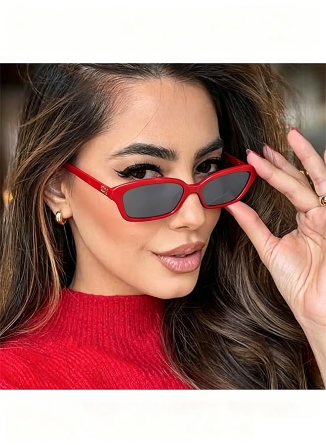 نظارات شمسية خفيفة الوزن بتصميم عين القطة للنساء، إطار مربع ضيق كلاسيكي بتصميم ريترو، حماية من الأشعة فوق البنفسجية UV400، نظارات أنيقة مناسبة للقيادة والسفر والإجازات والارتداء اليومي - Image 5