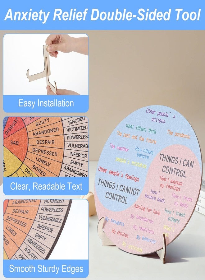 ValueBargain Feeling Wheel, 1PCS 6-Inch Double-Sided Emotion Wheel with Stand, Office Desk Decor, Therapist Gift for Counselor Social Worker Home Office - Image 3