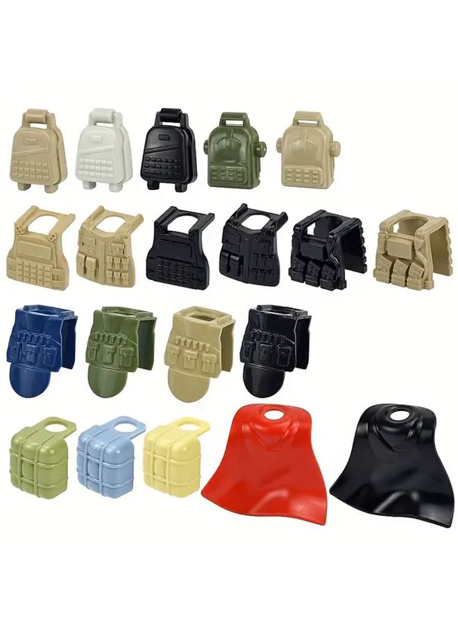 MOC Military Accessories Helmet Black 10pcs Soldier Backpack Tactical Vest Cape Plaque Weapon Building Blocks Parts Toy - Image 1