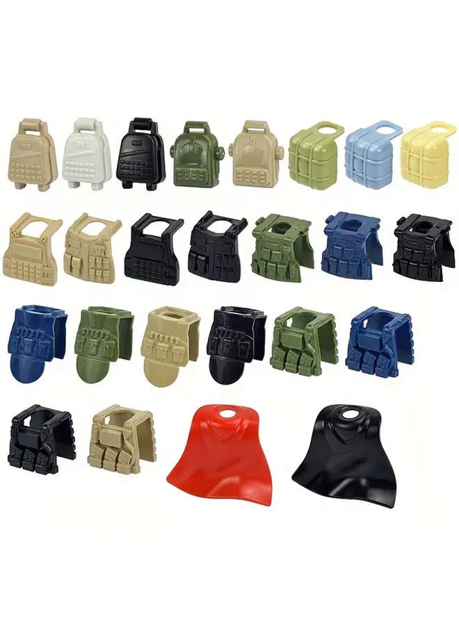 MOC Military Accessories Helmet Black 10pcs Soldier Backpack Tactical Vest Cape Plaque Weapon Building Blocks Parts Toy - Image 2