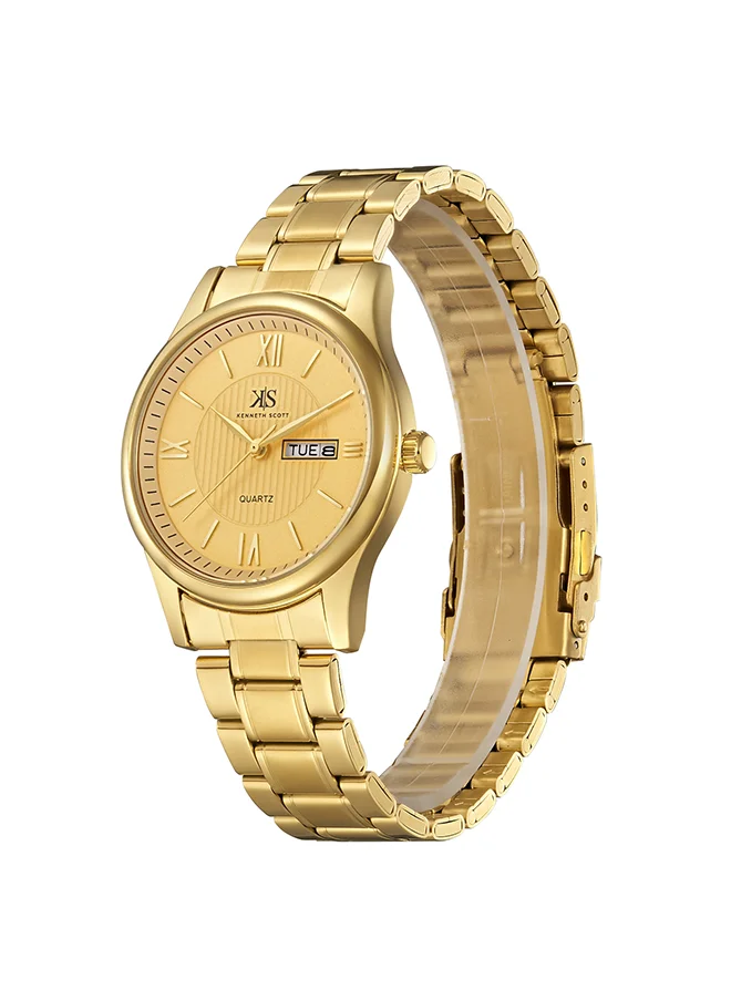 KENNETH SCOTT Kenneth Scott Men's Champagne Dial Analog Watch - K23029-GBGC
