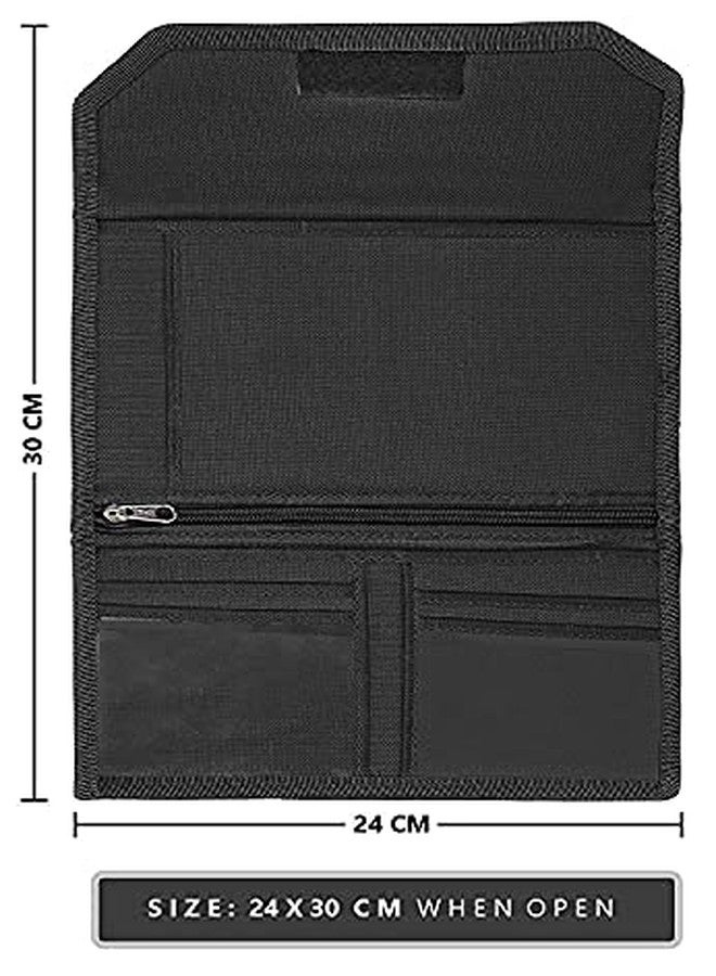 Filemate Cloth Cheque Book Cover / Holder / Bag with Visiting Card Show Inside, walcro Closure (Black Color) - Image 4
