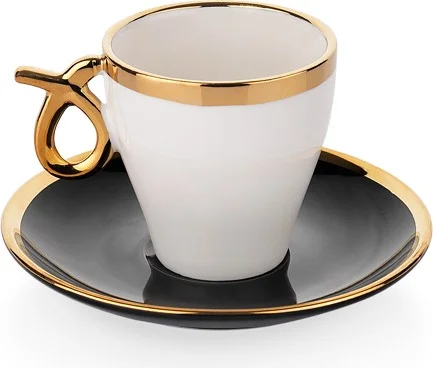 شافر Vien 6 Person Coffee Cup Set 12 Pieces-White/black