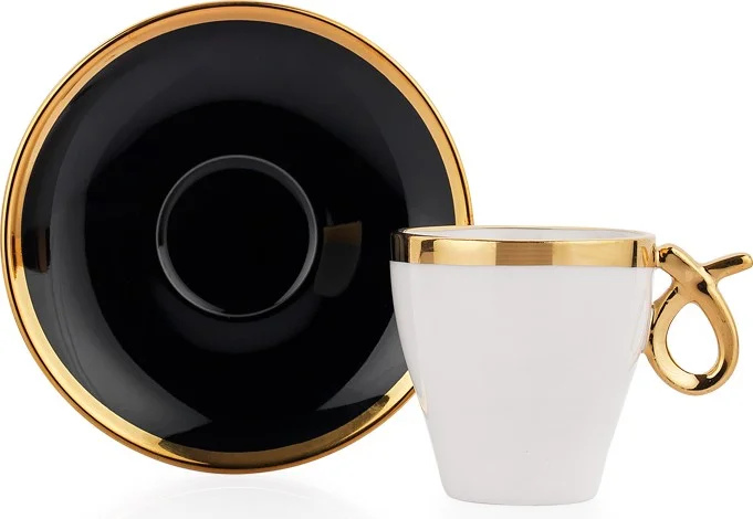 شافر Vien 6 Person Coffee Cup Set 12 Pieces-White/black
