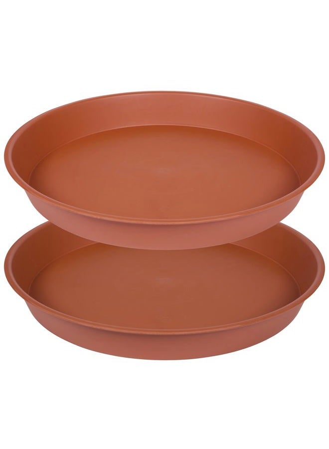 Bleuhome 2 Pack of Bird Bath Bowl 14 inch, 1.6" Depth, 12 14 16 18 19 inch Heavy Duty BirdBath Bowls only, Plastic Round Large Plant Saucer Dish for Garden (14", Terracotta) - Image 1