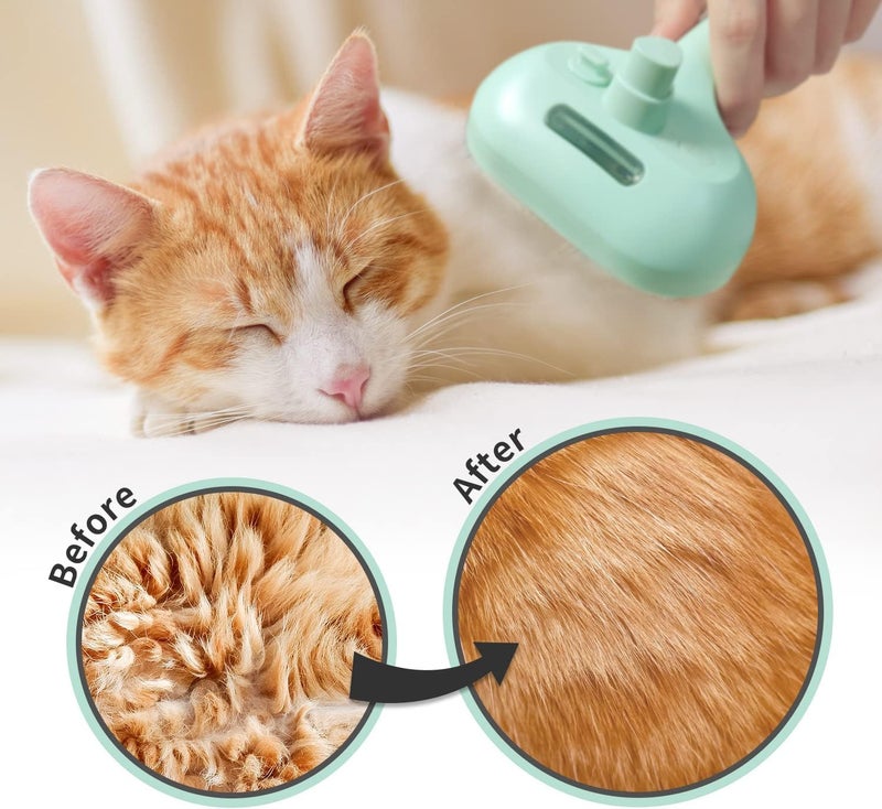 LELE New Steam Cat and Dog Comb | Pet Grooming Massage Brush With Mist Spray and Self-Cleaning for Shedding, Remove Static Flying Hair - Suitable for Long and Short Hairs (Light Green) - Image 3