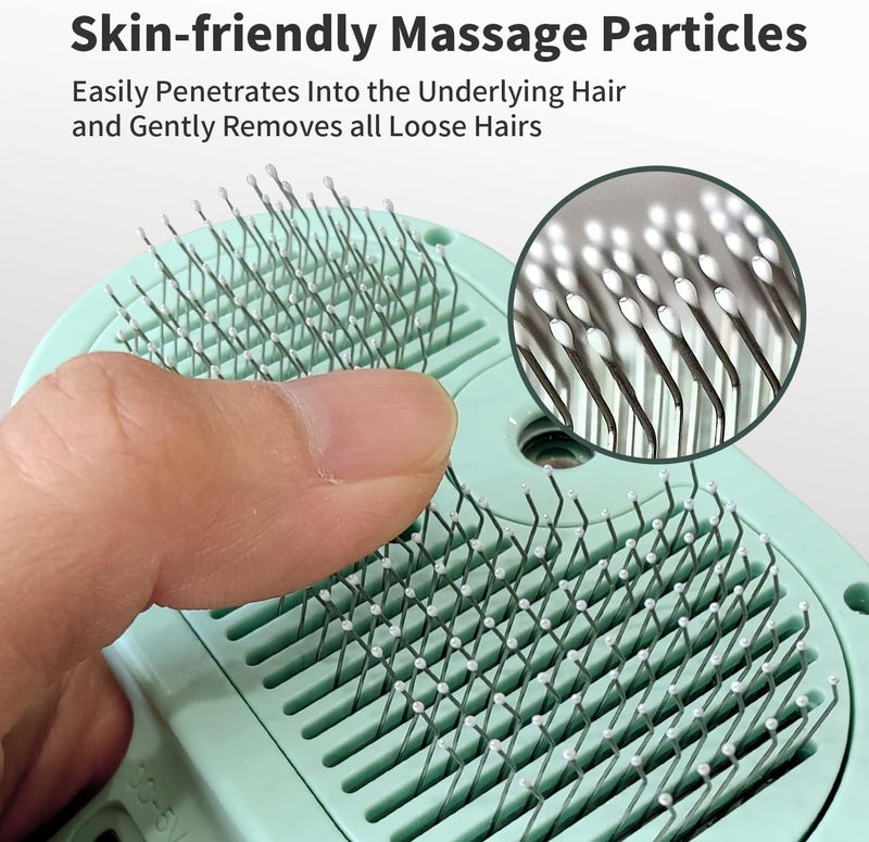LELE New Steam Cat and Dog Comb | Pet Grooming Massage Brush With Mist Spray and Self-Cleaning for Shedding, Remove Static Flying Hair - Suitable for Long and Short Hairs (Light Green) - Image 5