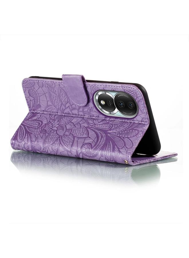 Green Tiger Case For Honor 80 Lace Flower Embossing Flip Leather Phone Case - Image 5