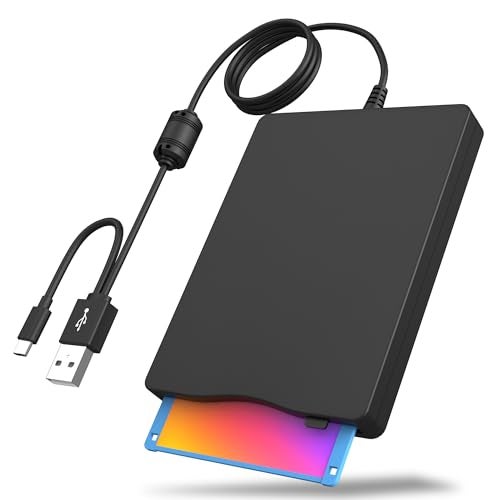 Wbacon Floppy Disk Reader, 3.5 inch External Floppy Disk Drive with USB Type-C, Portable FDD Floppy Disk Drive for Laptop PC Windows 11/10/8/7/2000/XP - Image 1
