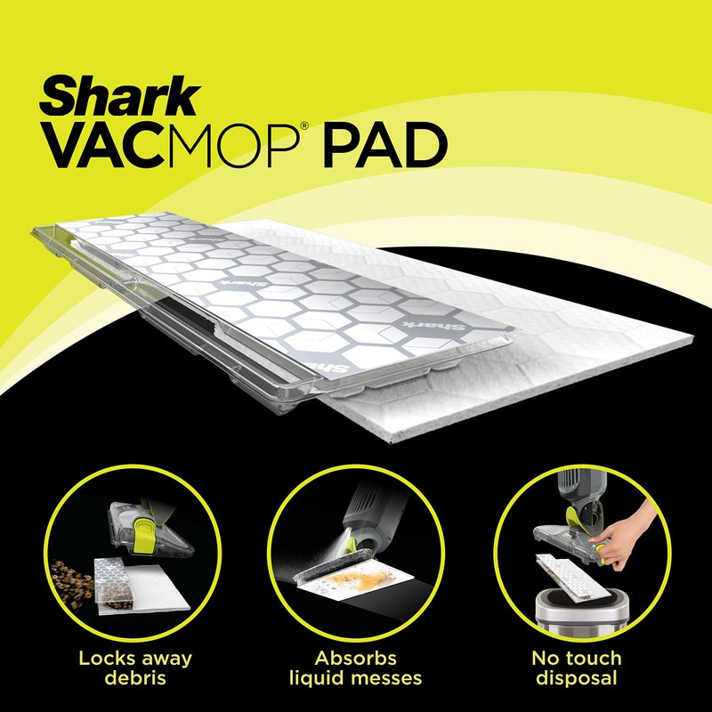 Shark VACMOP Disposable Hard Floor Pad Refills, Compatible with VM252 & VM180, No-Touch Disposal, for use on All Sealed Floors - Stone, Hardwood, Laminate & Tile, (32 Count Total), VMP32 - Image 2