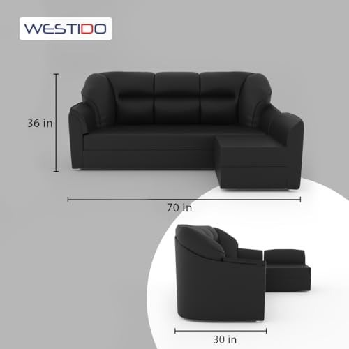 WESTIDO Leatherette 4-Person Sofa (Finish Color - Black, Diy(Do-It-Yourself))|1 Year Warranty - Image 3