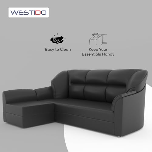 WESTIDO Leatherette 4-Person Sofa (Finish Color - Black, Diy(Do-It-Yourself))|1 Year Warranty - Image 4