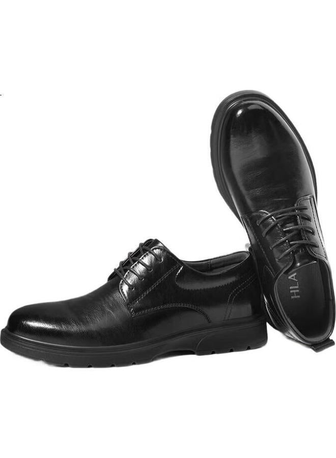 HLA Leather Shoes For Men, Business Casual Men'S Shoes, Formal Derby Shoes Haapxm3Ac90182, Black, Size 38 - Image 3