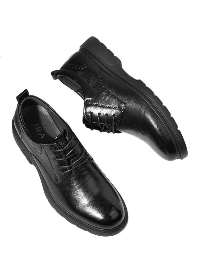 HLA Leather Shoes For Men, Business Casual Men'S Shoes, Formal Derby Shoes Haapxm3Ac90182, Black, Size 38 - Image 1