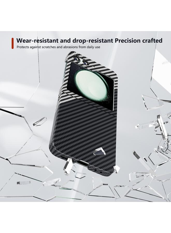 اس-توب جراب هاتف Samsung Galaxy Z Flip5 الشامل المصنوع من ألياف الكربون والواقي - Image 3