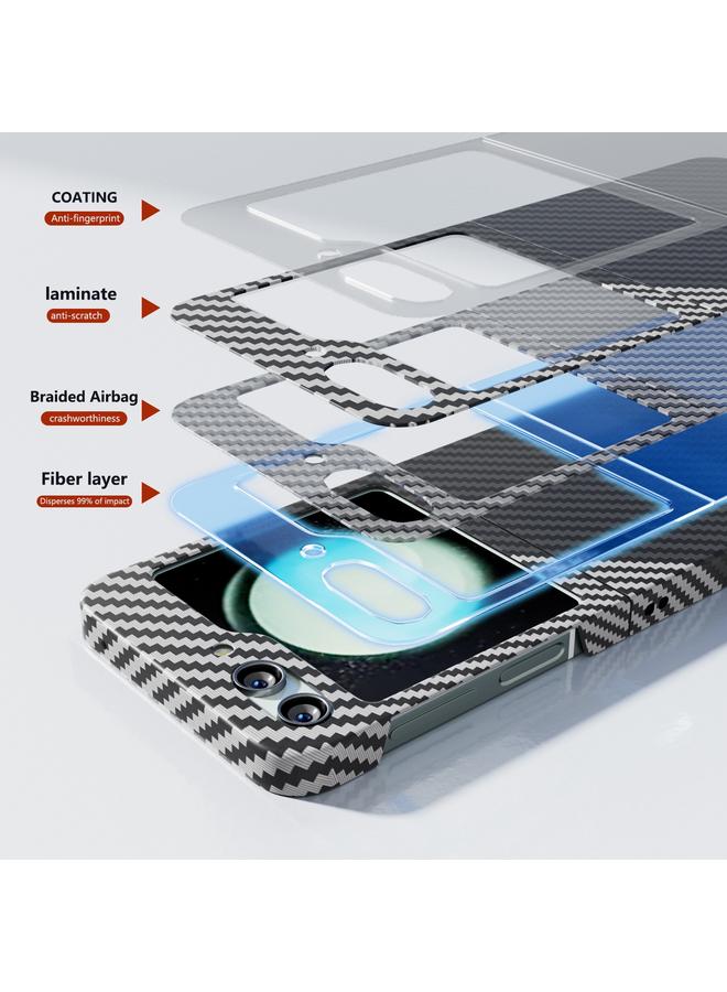 اس-توب جراب هاتف Samsung Galaxy Z Flip5 الشامل المصنوع من ألياف الكربون والواقي - Image 4