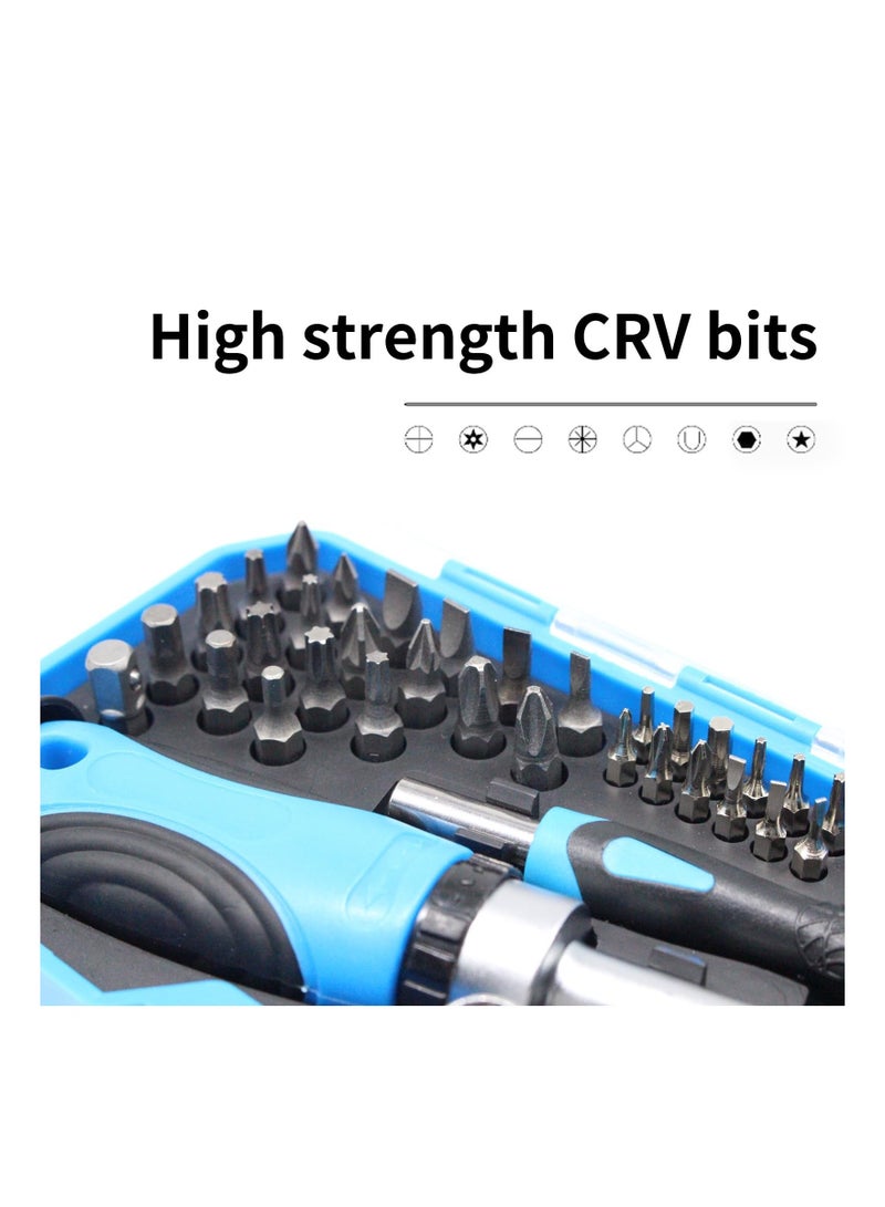 Ratcheting Screwdriver Set with Case, 44 in 1 Multi Screwdriver Repair Kit,Magnetic Screwdriver with Extension Shaft, Suitable for Watch, Garage, Bike, Electronics Maintenance  - Image 3