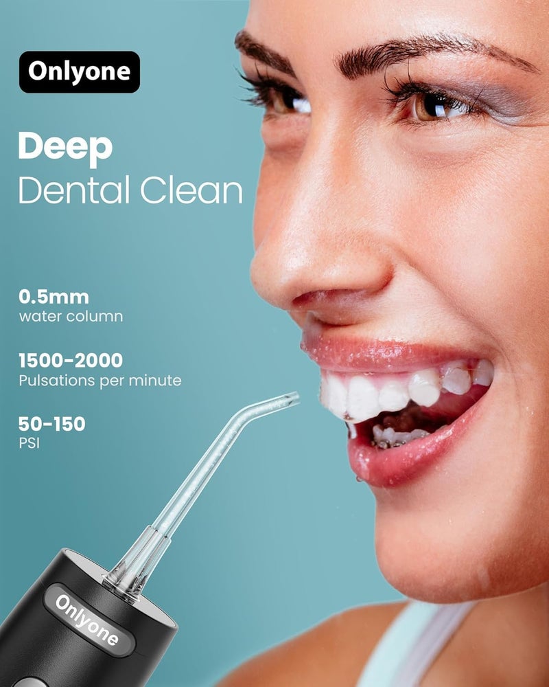 Onlyone Water Dental Flosser 300ML Portable Oral Irrigator for Teeth 4 Modes and 5 Jet TipsRechargeable Irrigation CleanerElectric Flossing Machine Power Flossers Irrigator Accessories White - Image 2