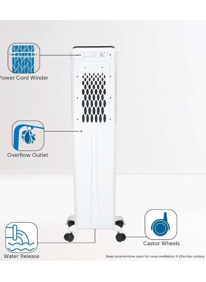 KHIND - KHIND Frosty-3D Air Cooler with Remote, 3 Sided Honeycomb Cooling Pads, Activated Silver Cation for Fresher Air, Pop-Up Touchscreen Control- (30L, White & Black) - Image 1