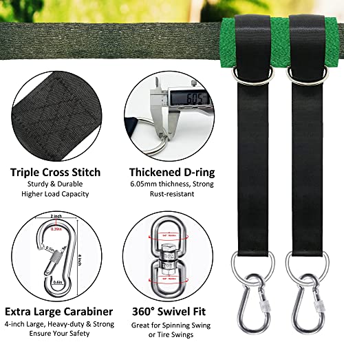 igolfluck Tree Swing Straps Hanging Kit 4FT/8FT/15FT/20FT/25FT, Extra Long Tree Swing Straps Holds 5500 lbs with Lock Carabiners & Tree Protectors, Safer for All Swing & Hammock (15FT) - Image 2