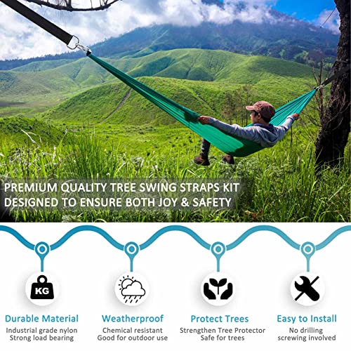 igolfluck Tree Swing Straps Hanging Kit 4FT/8FT/15FT/20FT/25FT, Extra Long Tree Swing Straps Holds 5500 lbs with Lock Carabiners & Tree Protectors, Safer for All Swing & Hammock (15FT) - Image 3
