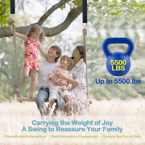 igolfluck Tree Swing Straps Hanging Kit 4FT/8FT/15FT/20FT/25FT, Extra Long Tree Swing Straps Holds 5500 lbs with Lock Carabiners & Tree Protectors, Safer for All Swing & Hammock (15FT) - Image 4