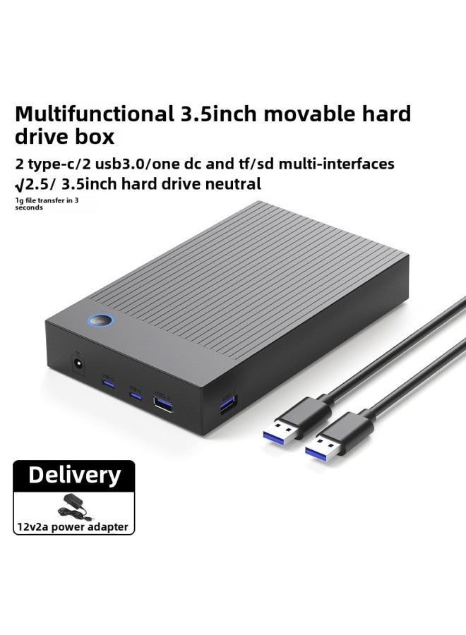 Direct 3.5 Inch Multi-function Hard Disk Box USB3.0 USB3.1 Universal Installation-free Mobile Box-Color:3.5inch Multifunctional Stripes Drive  - Image 1