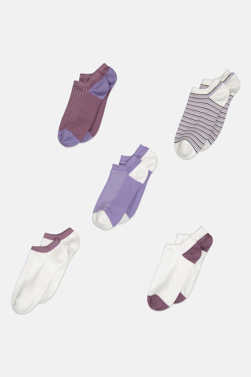 bebe Women 5 Pairs Stripe Ankle Socks, Multicolor - Image 1