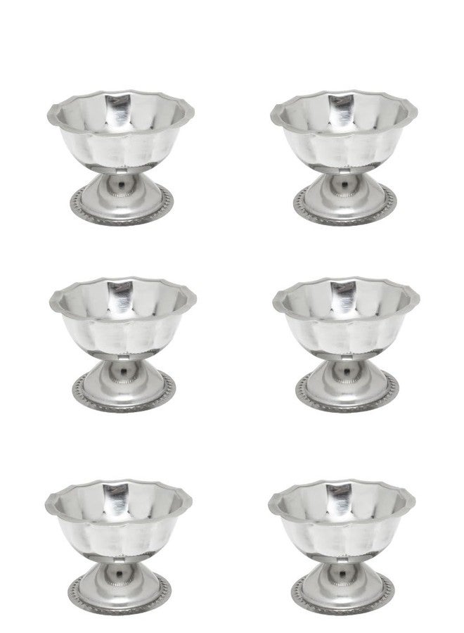 TrueCraftware- 5 oz Stainless Steel Footed Sherbet Dish Mirror Finished Set of 6- Ice Cream Cups Dessert Bowls Perfect for Dessert Sundae Ice Cream Fruit - Image 1