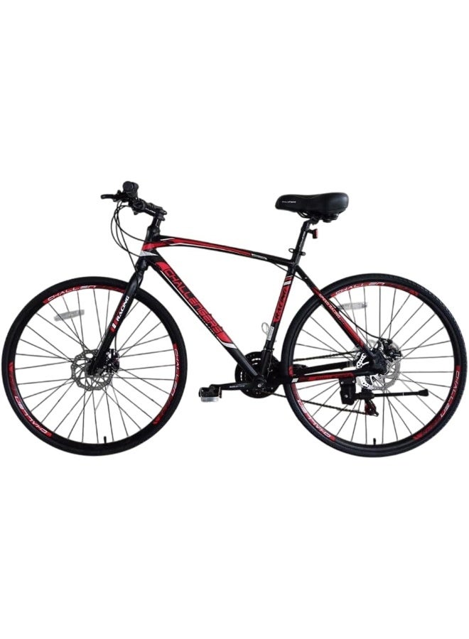 Challengers Aluminum 21-Speed Hybrid Rectangular Sports Bike, Size 27, Red - Image 2